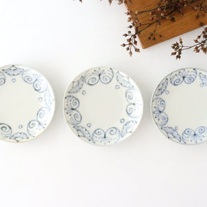 Small Round Plate Blue Western Flower Arabesque 7.6㎝・3in | Arita Ware