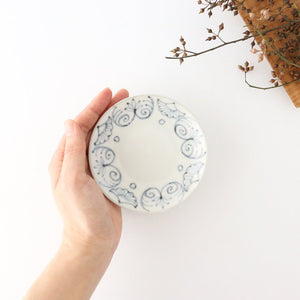 Small Round Plate Blue Western Flower Arabesque 7.6㎝・3in | Arita Ware