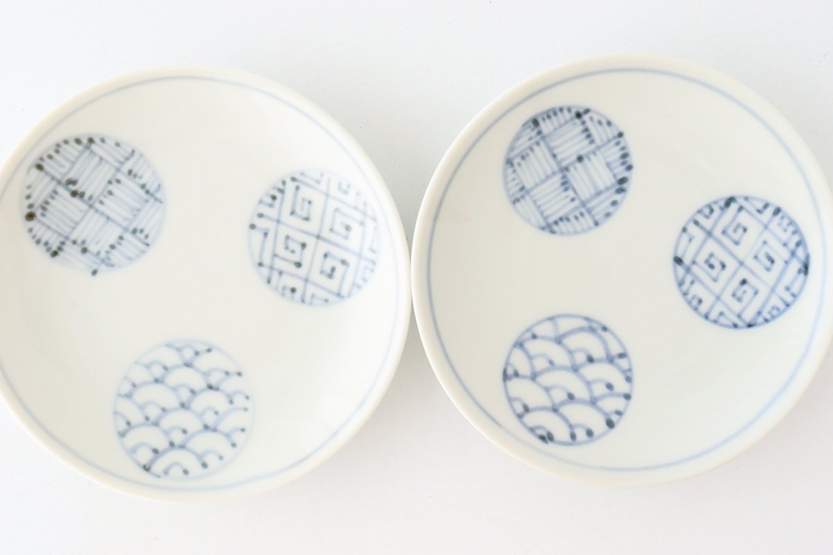 Small Round Plate Blue Round Pattern 7.6㎝・3in | Arita Ware