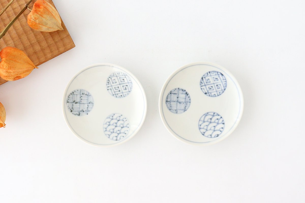 Small Round Plate Blue Round Pattern 7.6㎝・3in | Arita Ware