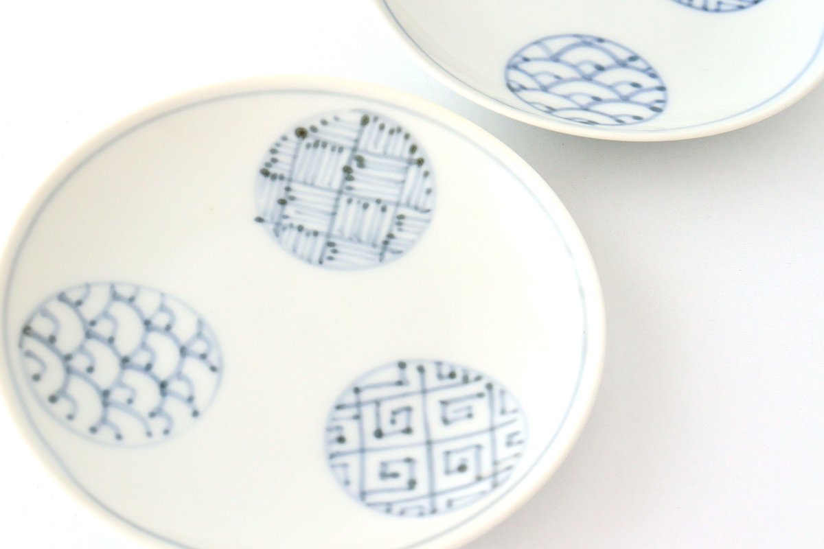 Small Round Plate Blue Round Pattern 7.6㎝・3in | Arita Ware