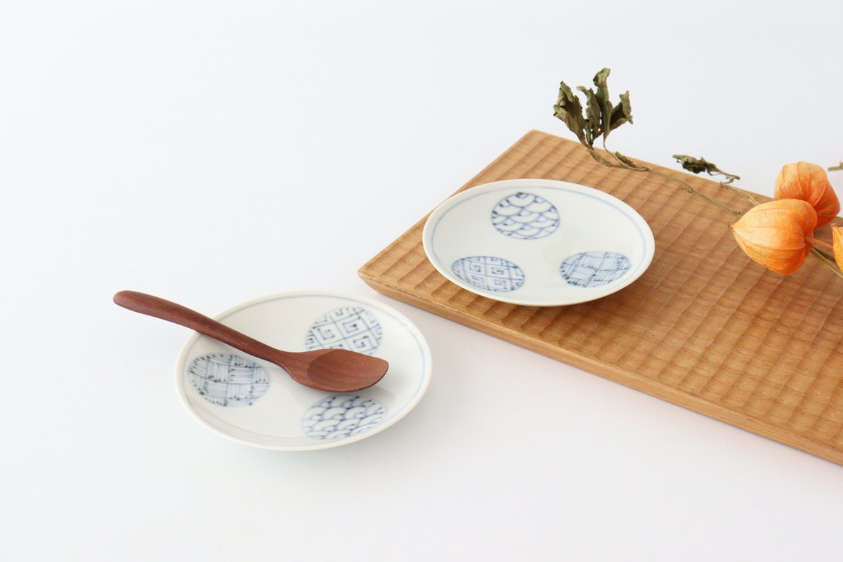 Small Round Plate Blue Round Pattern 7.6㎝・3in | Arita Ware