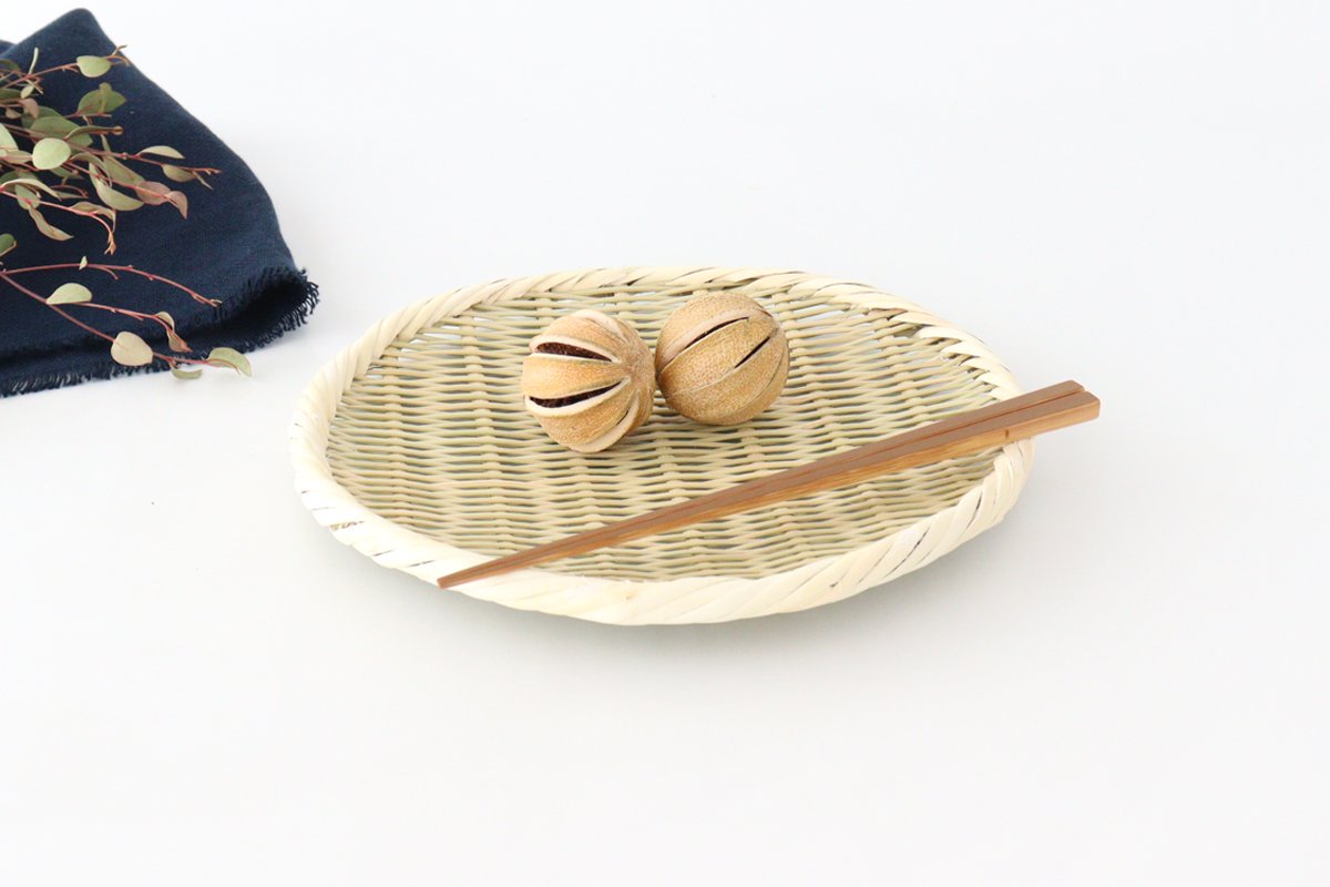 Japanese Bamboo Bascketery Tray 24cm | Niigata Bamboo Crafts