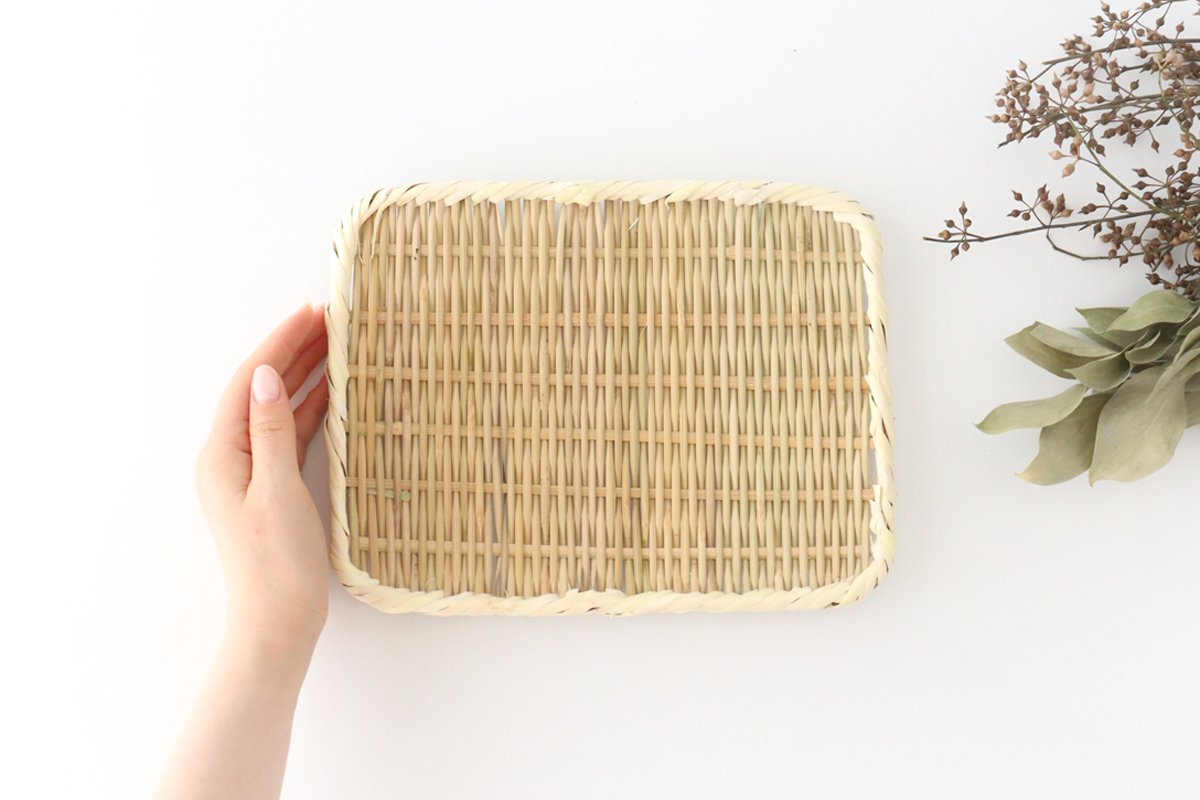 Japanese Bamboo Bascketery Square Tray 24cm | Niigata Bamboo Crafts