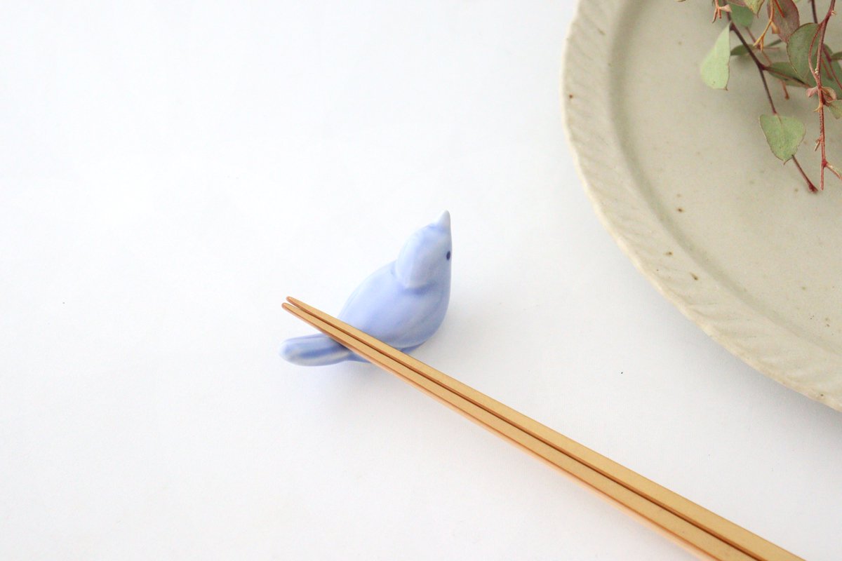 Chopstick Rest Small Bird Light Blue | Hashioki Hasami Ware