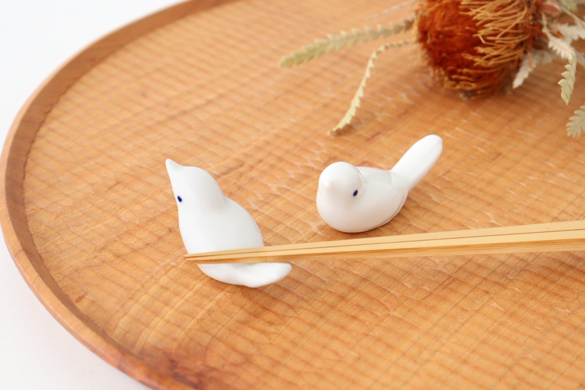 Chopstick Rest Small Bird Light White | Hashioki Hasami Ware