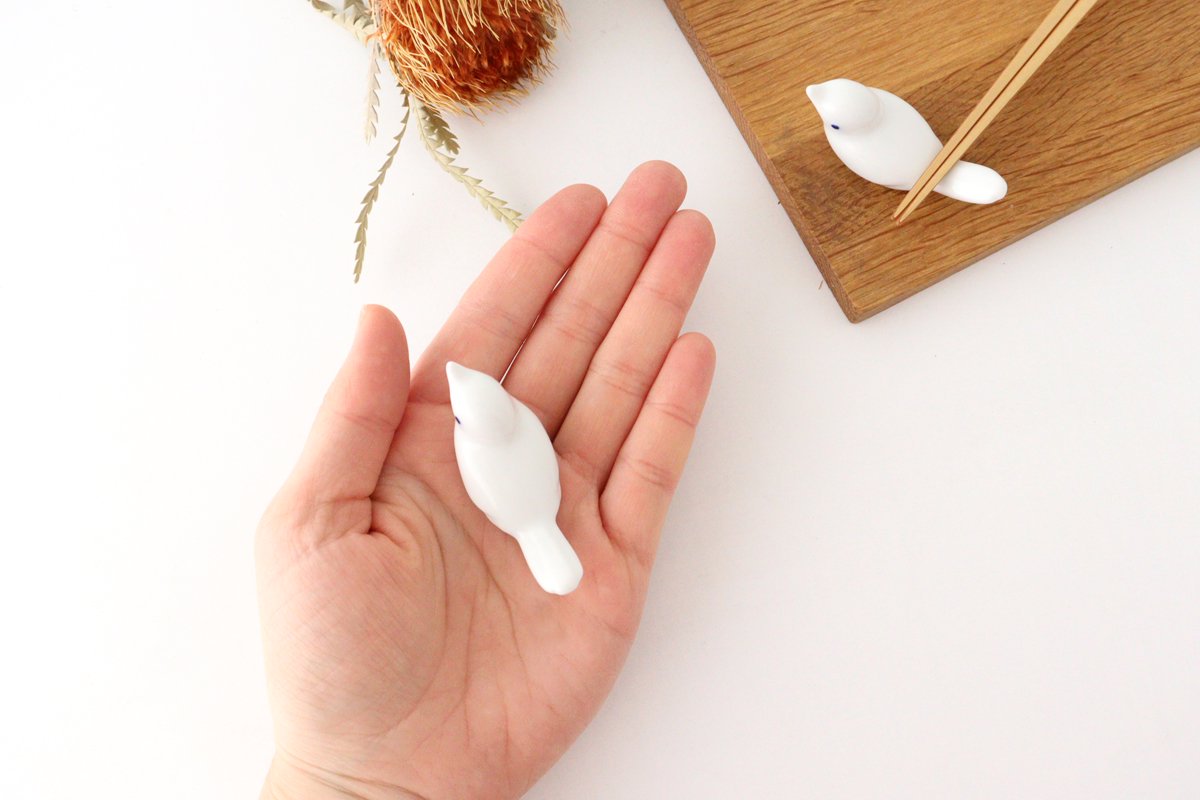 Chopstick Rest Small Bird Light White | Hashioki Hasami Ware