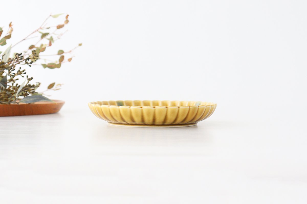 Chrysanthemum-shaped Plate Kiseto Oribe 15㎝/6in | Seto Ware