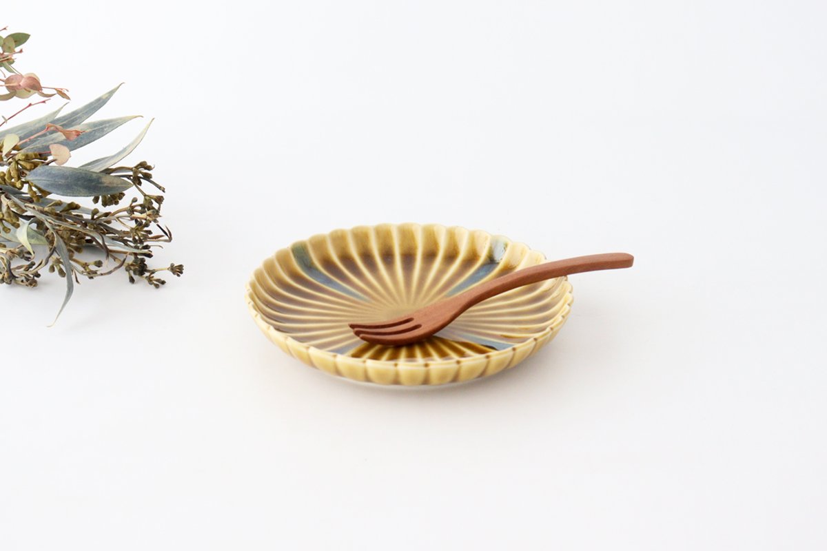 Chrysanthemum-shaped Plate Kiseto Oribe 15㎝/6in | Seto Ware