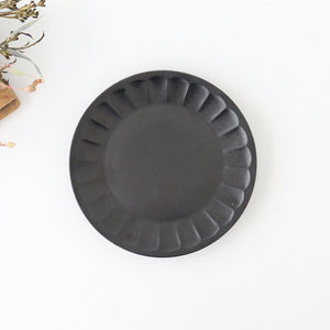 Serving Plate Flower-shape Matte Black | Mino Ware