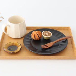 Serving Plate Flower-shape Matte Black | Mino Ware