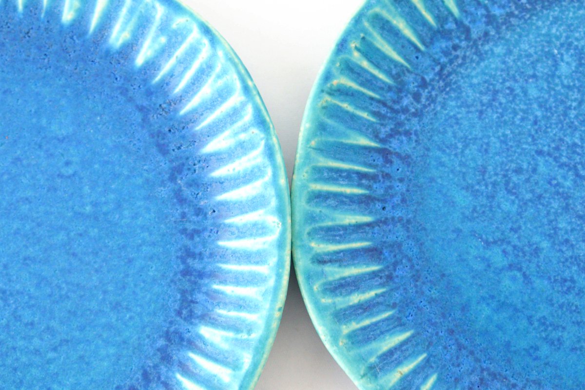 Serving Plate Stripe Turquoise | Shigaraki Ware