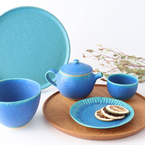 Serving Plate Stripe Turquoise | Shigaraki Ware