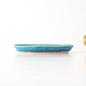 Serving Plate Stripe Turquoise | Shigaraki Ware