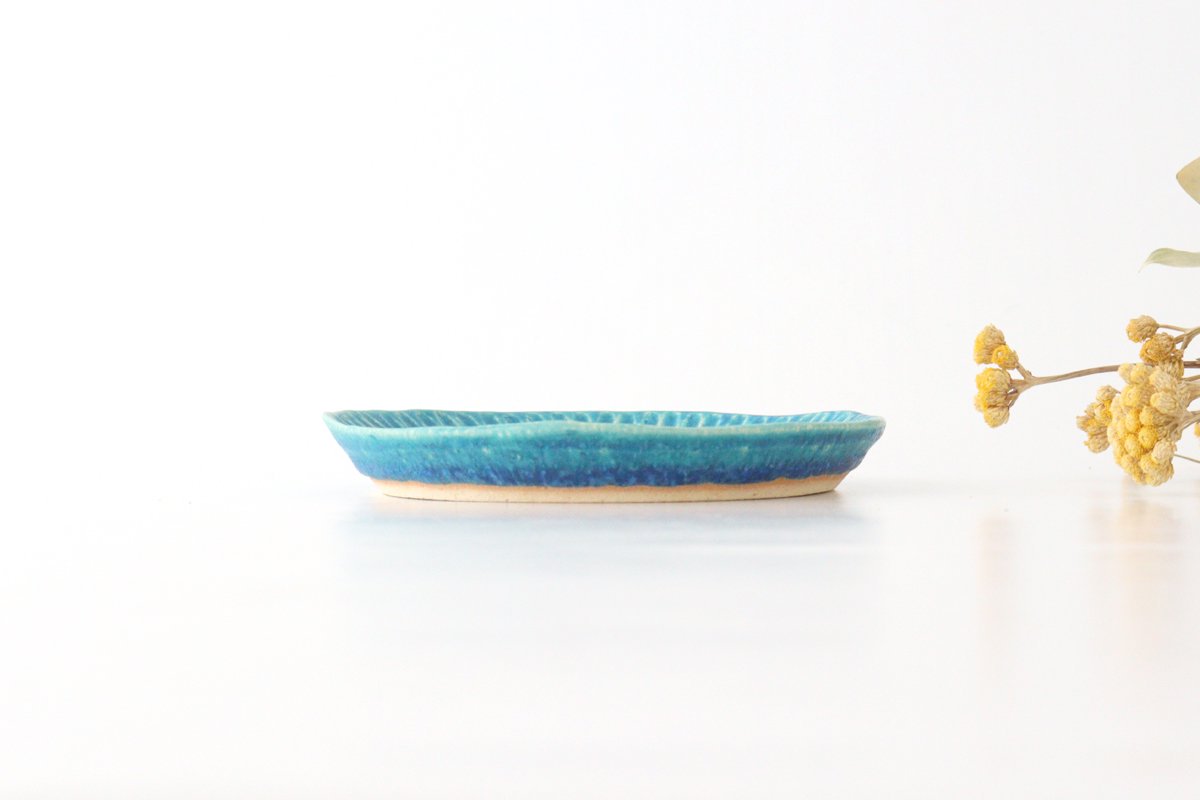 Serving Plate Stripe Turquoise | Shigaraki Ware