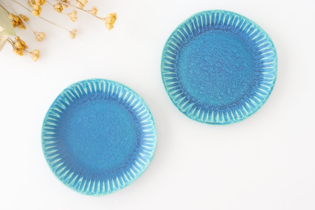 Serving Plate Stripe Turquoise | Shigaraki Ware