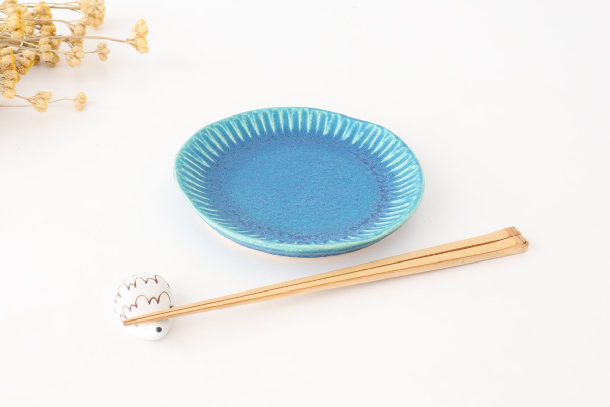 Serving Plate Stripe Turquoise | Shigaraki Ware