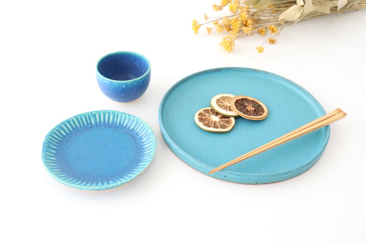 Serving Plate Stripe Turquoise | Shigaraki Ware