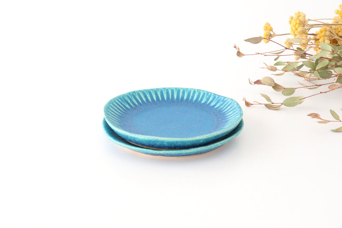 Serving Plate Stripe Turquoise | Shigaraki Ware