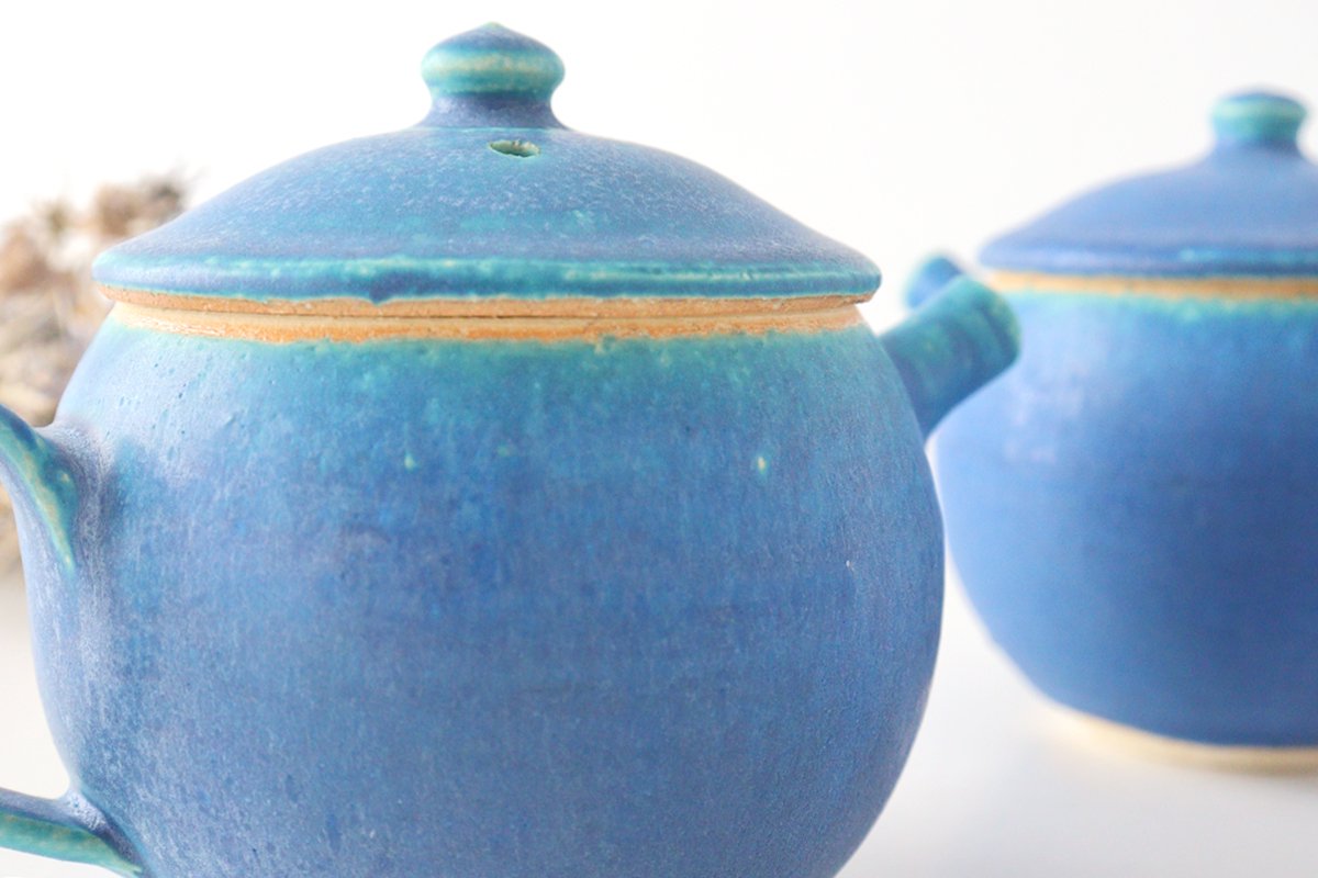 Japanese Teapot Turquoise | Kyusu Shigaraki Ware