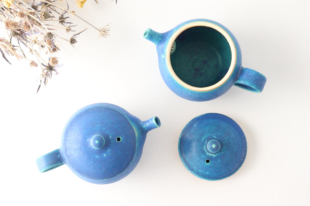 Japanese Teapot Turquoise | Kyusu Shigaraki Ware