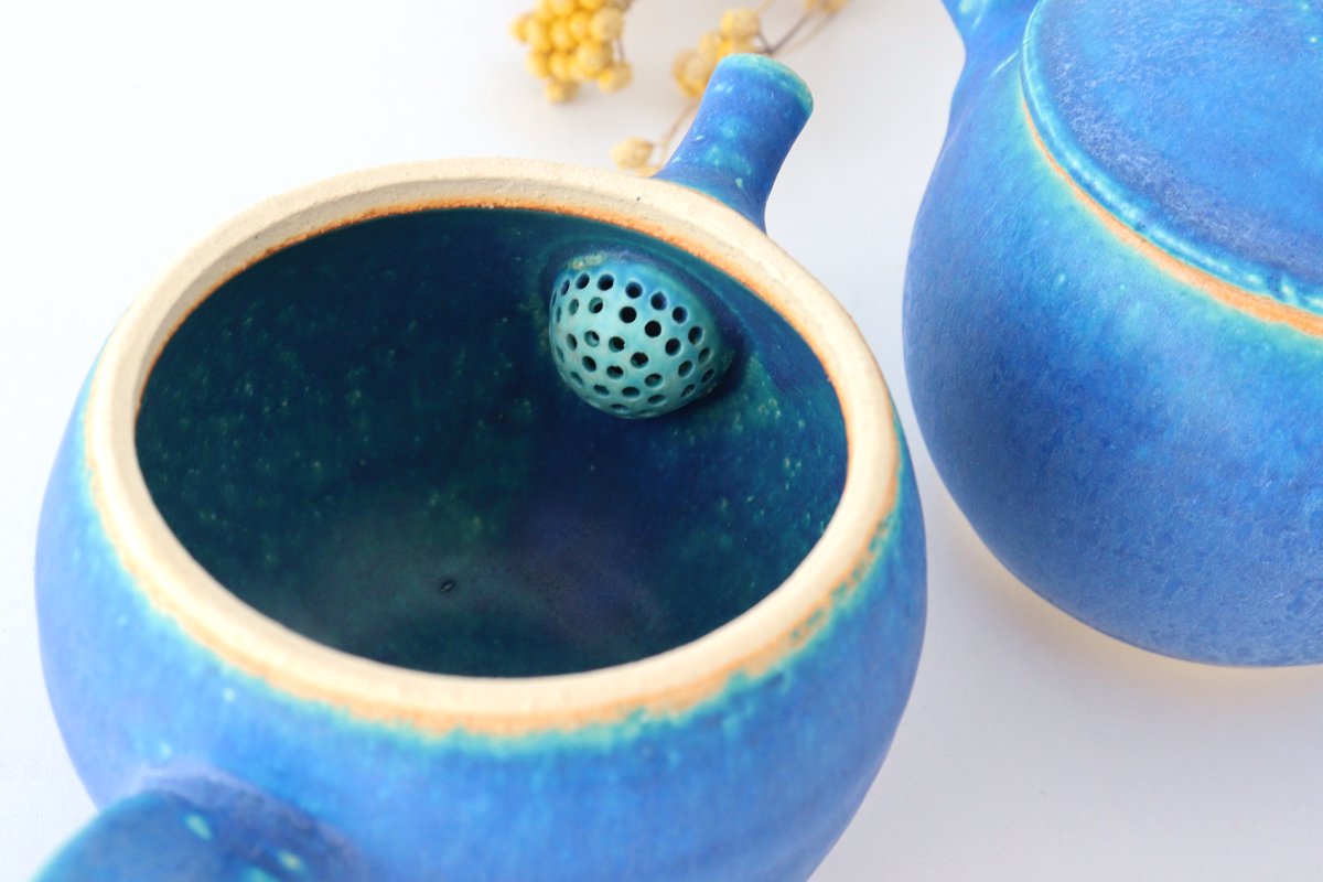 Japanese Teapot Turquoise | Kyusu Shigaraki Ware