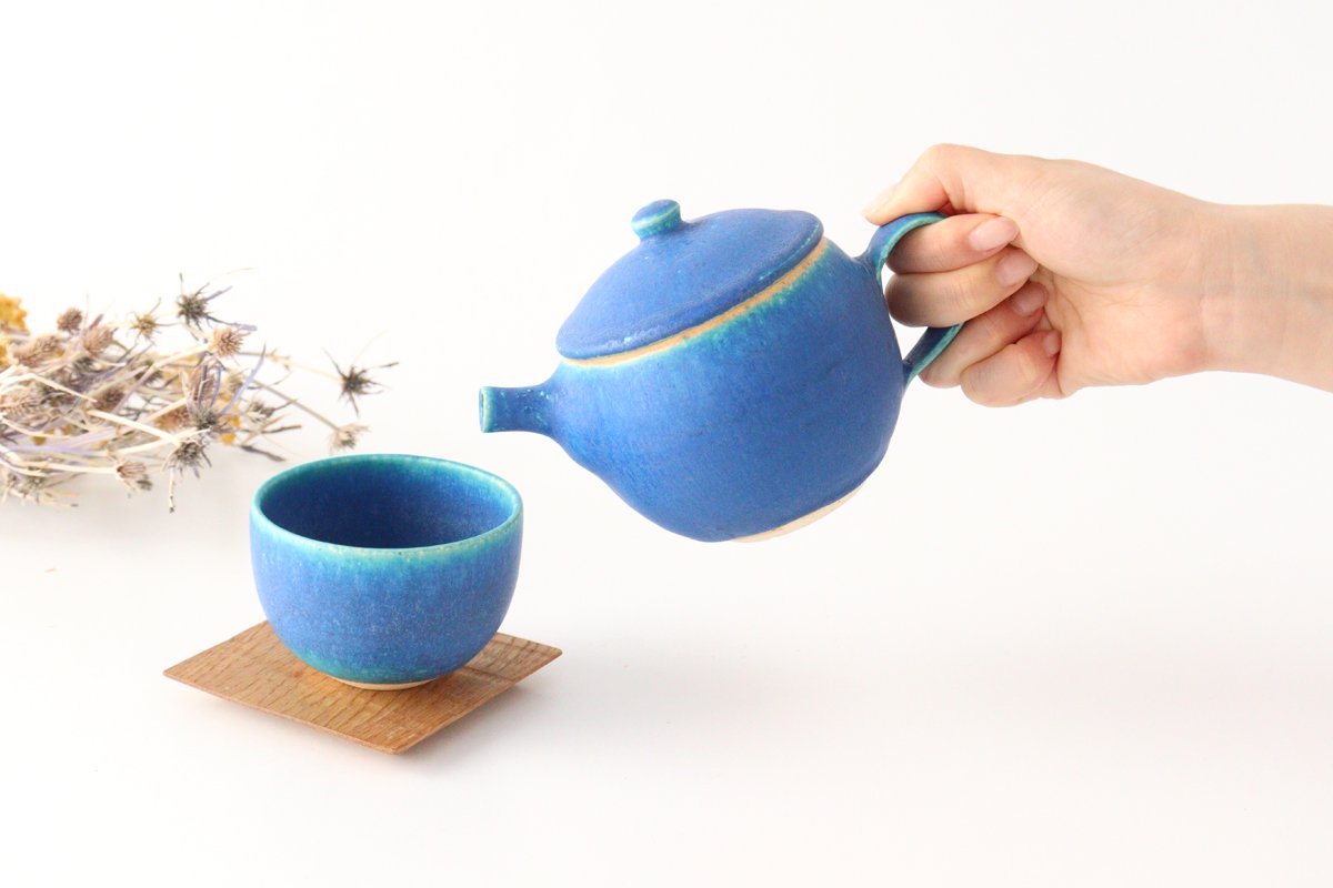 Japanese Teapot Turquoise | Kyusu Shigaraki Ware