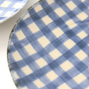 Round Plate Semi-porcelain Blue Check 15㎝/6in | Arita Ware