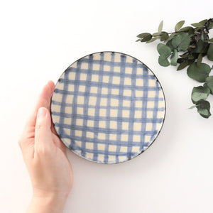 Round Plate Semi-porcelain Blue Check 15㎝/6in | Arita Ware