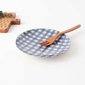 Round Plate Semi-porcelain Blue Check 15㎝/6in | Arita Ware