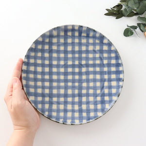 Round Plate Semi-porcelain Blue Check 21㎝/8.3in | Arita Ware