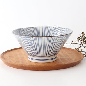 Donburi Bowl Blue and White Stripes Tokusa | Mino Ware