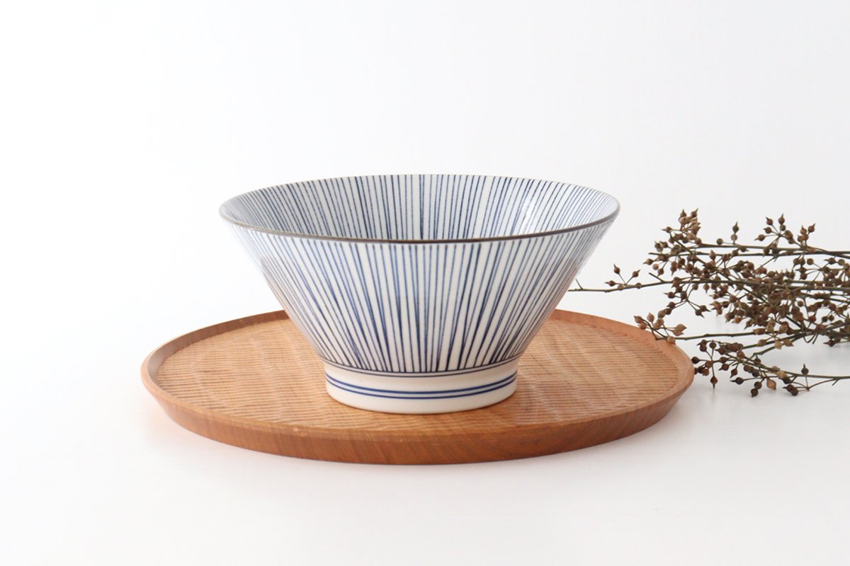 Donburi Bowl Blue and White Stripes Tokusa | Mino Ware