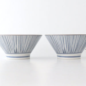 Donburi Bowl Blue and White Stripes Tokusa | Mino Ware