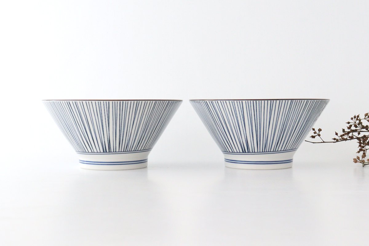 Donburi Bowl Blue and White Stripes Tokusa | Mino Ware