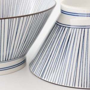 Donburi Bowl Blue and White Stripes Tokusa | Mino Ware