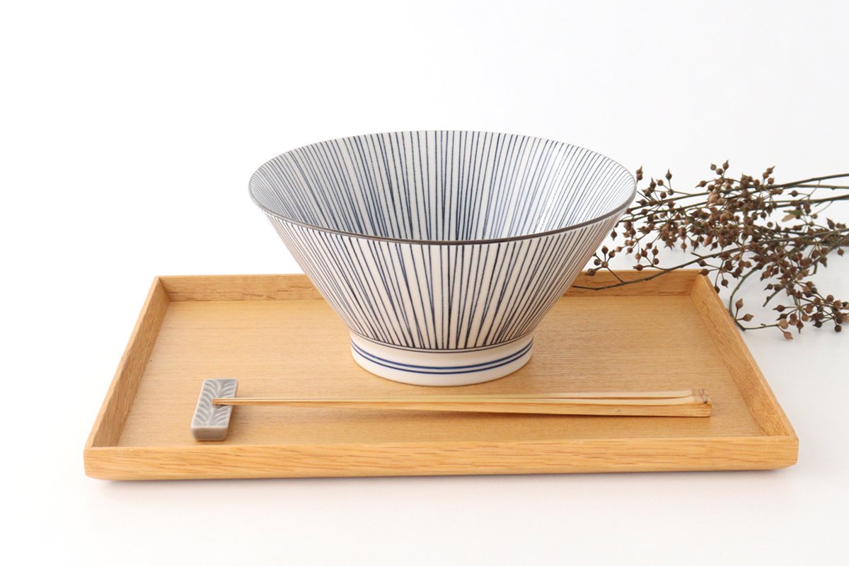 Donburi Bowl Blue and White Stripes Tokusa | Mino Ware