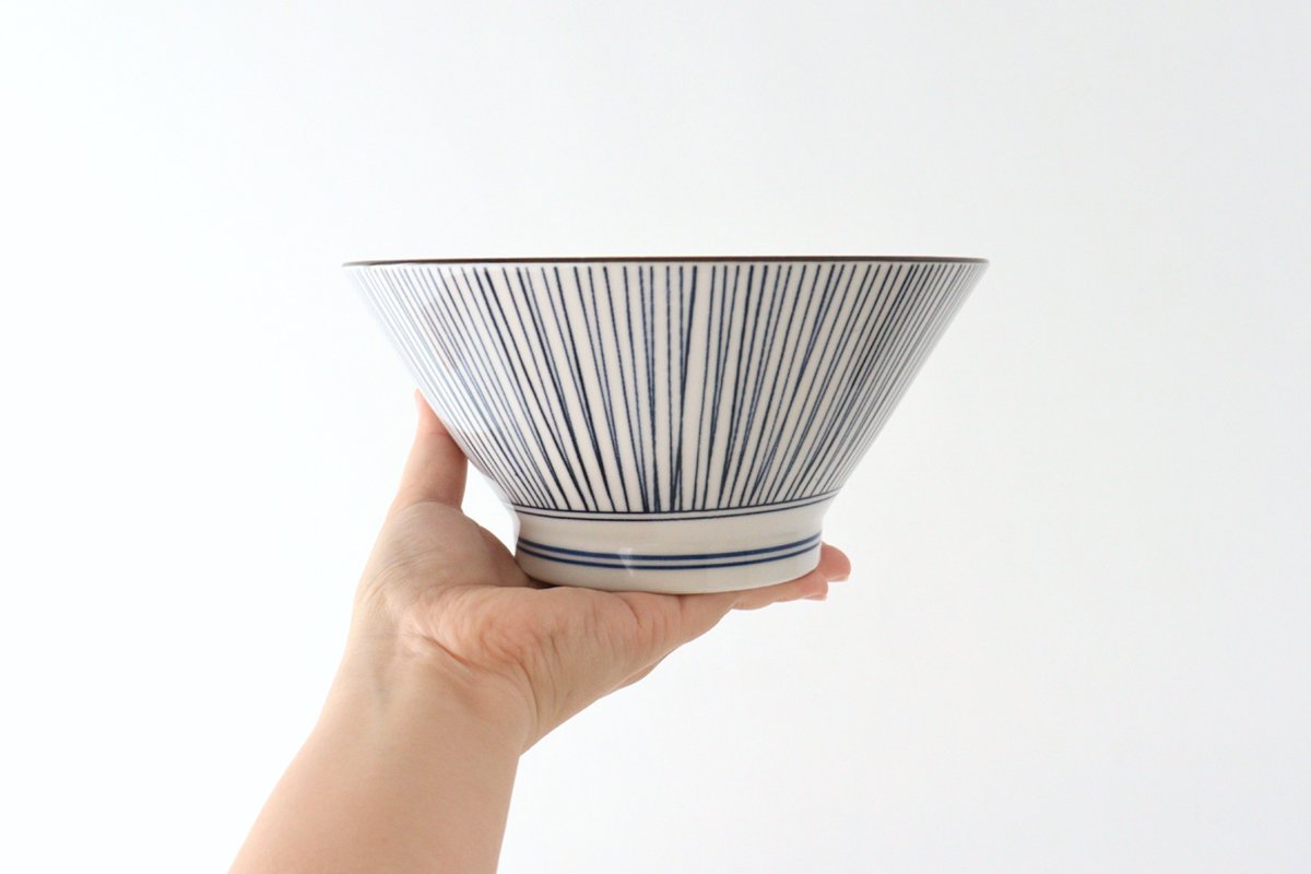 Donburi Bowl Blue and White Stripes Tokusa | Mino Ware