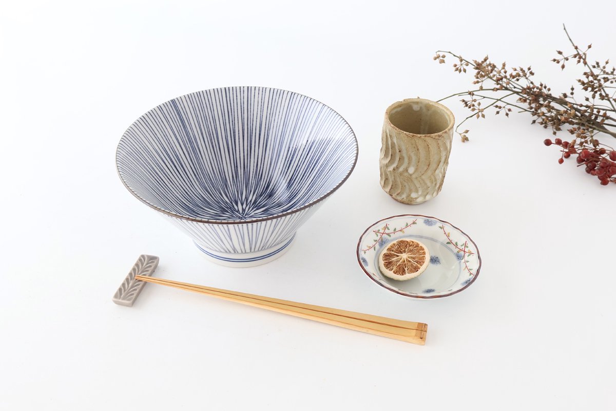 Donburi Bowl Blue and White Stripes Tokusa | Mino Ware