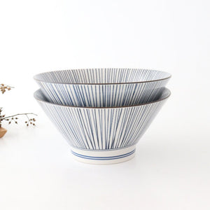 Donburi Bowl Blue and White Stripes Tokusa | Mino Ware