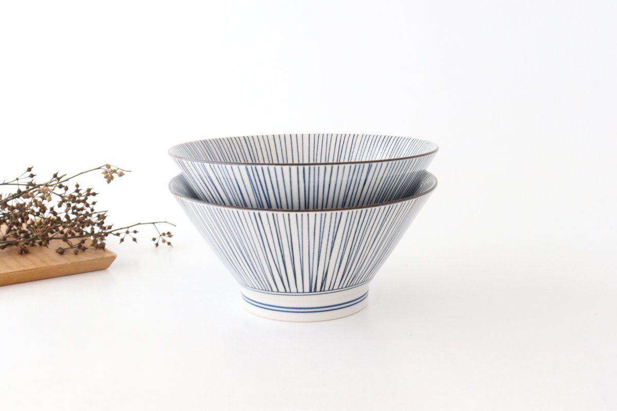 Donburi Bowl Blue and White Stripes Tokusa | Mino Ware