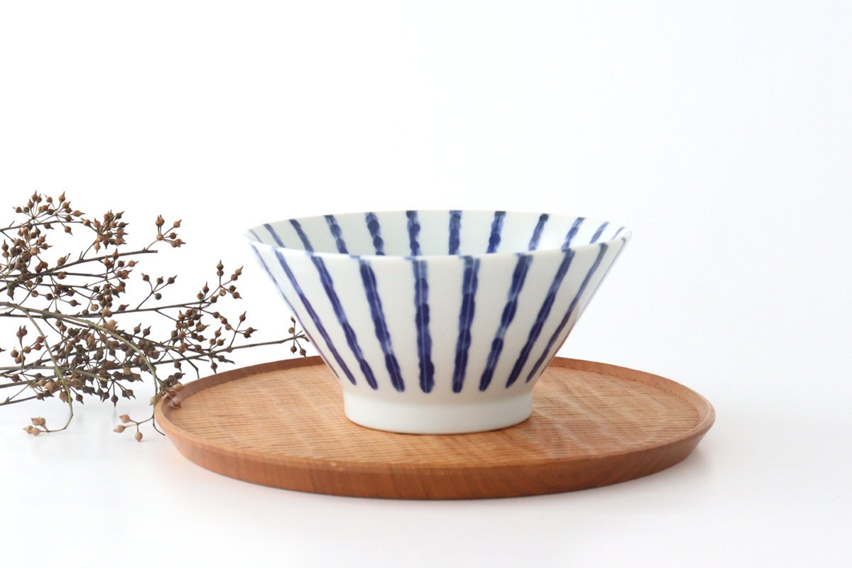 Donburi Bowl Thick Blue Stripes Nijimi-Tokusa | Mino Ware