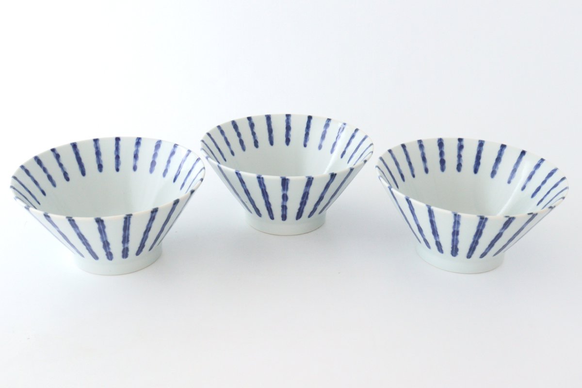 Donburi Bowl Thick Blue Stripes Nijimi-Tokusa | Mino Ware