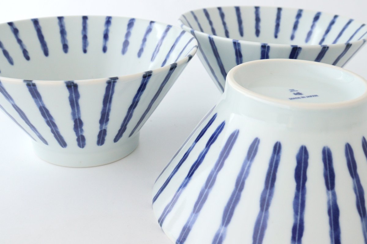 Donburi Bowl Thick Blue Stripes Nijimi-Tokusa | Mino Ware