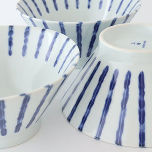 Donburi Bowl Thick Blue Stripes Nijimi-Tokusa | Mino Ware