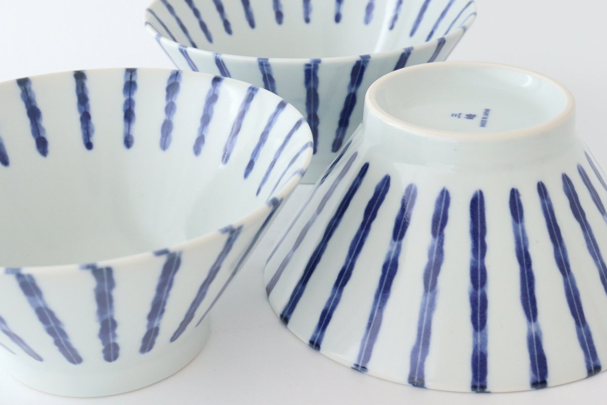 Donburi Bowl Thick Blue Stripes Nijimi-Tokusa | Mino Ware