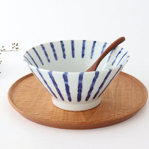 Donburi Bowl Thick Blue Stripes Nijimi-Tokusa | Mino Ware