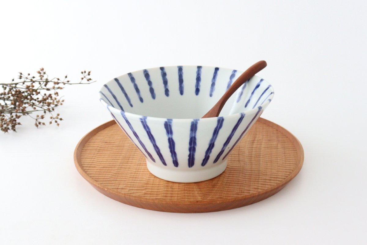 Donburi Bowl Thick Blue Stripes Nijimi-Tokusa | Mino Ware