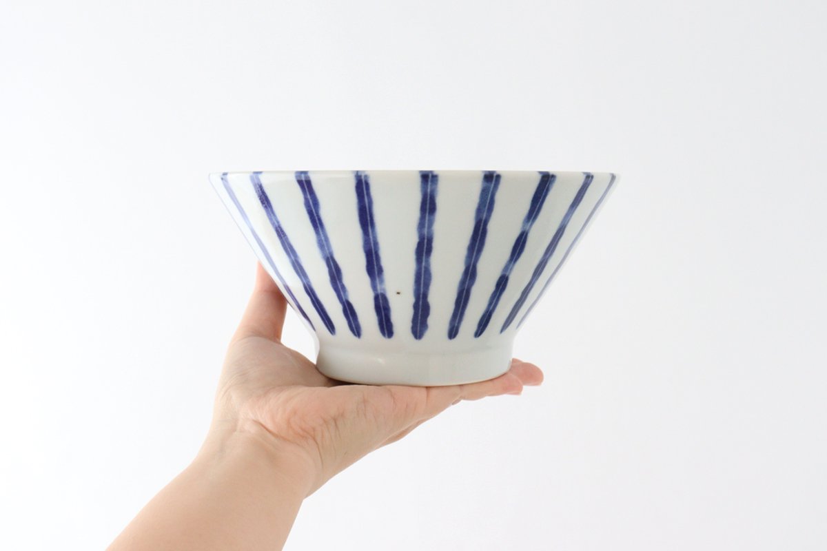 Donburi Bowl Thick Blue Stripes Nijimi-Tokusa | Mino Ware