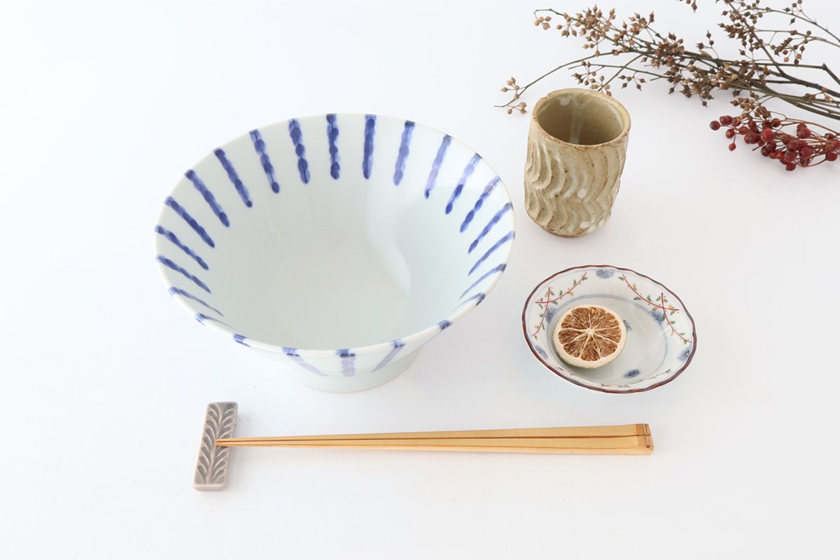 Donburi Bowl Thick Blue Stripes Nijimi-Tokusa | Mino Ware